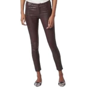 PAIGE Ultra Skinny Rayon Blend Verdugo Oxblood Burgundy Coated Sheen Sz 26